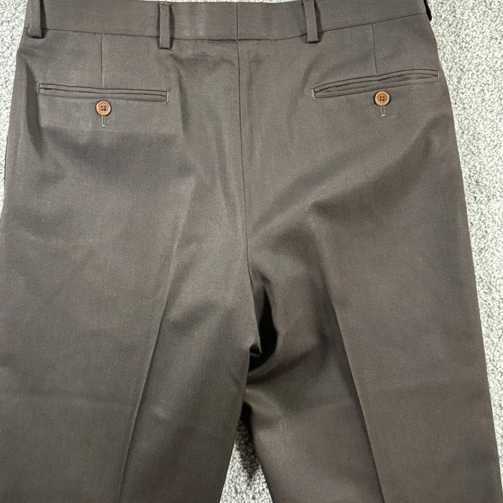 Brooks Brothers 1818 Madison Dress Pants Mens 33x30 Brown Wool Pleated Cuffed